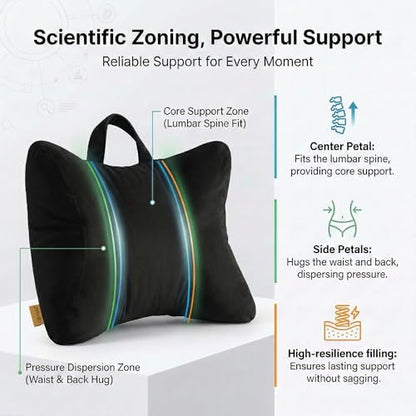 Lumbar Pillow for Car Seat and Office Chair, Classic Black - color: Classic Black