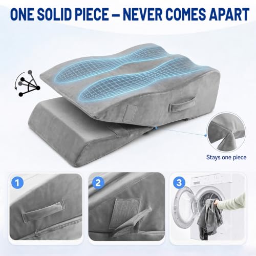 Leg Elevation Pillow for After Surgery, Firm Foam Knee Wedge, Double Leg - color: Medium Gray(double Leg)