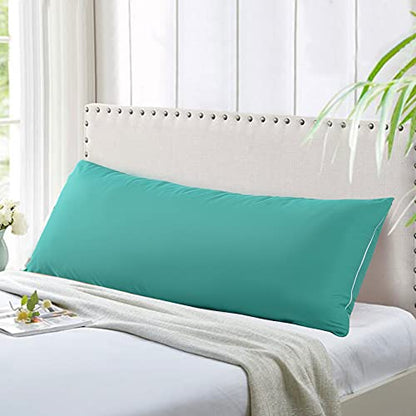 EVOLIVE Body Pillow Cover 21"x54", Microfiber, Hidden Zipper (Peacock Blue) - color: Peacock Blue