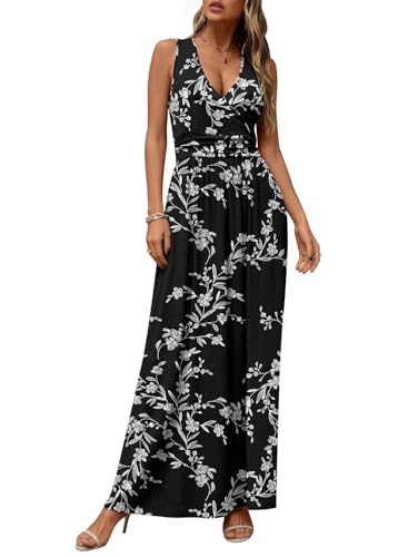 CATHY Maxi Dresses for Women Casual Summer Dress with Pockets S-3XL - color: Carved White + Black, size: X-Large