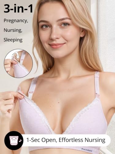 Cross-Front Cotton Nursing Bras - Wireless V Neck Sleep & Lounge Bralette, Comfy Wirefree Pregnancy & Breastfeeding Bra - color: Grey, size: Large