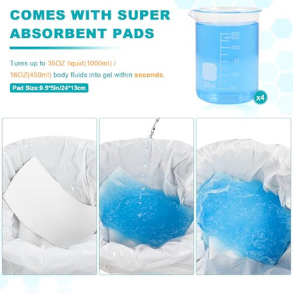 Commode Liners with Absorbent Pads, 60 Bedside Commode Liners and 60 Pads - size: 21*16in-60+60