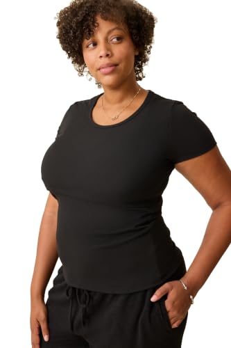 Kindred Bravely Essentials Ribbed Nursing T Shirt Maternity Crewneck 2 Pack - color: Black & White, size: 1X