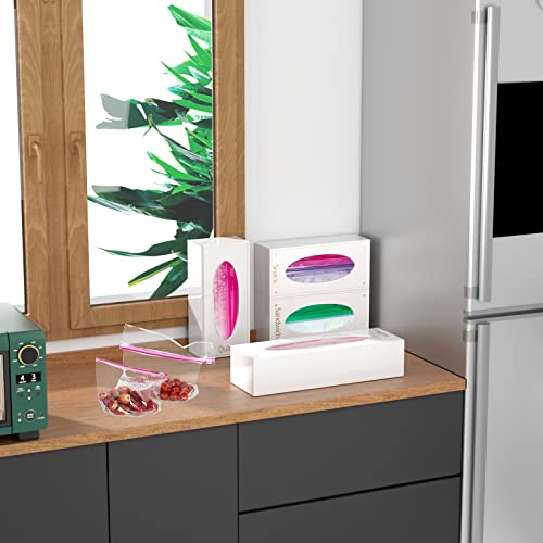 FEMELI Food Bag Storage Organizer Acrylic Kitchen Drawer Baggie Box White - style: 4 count-white