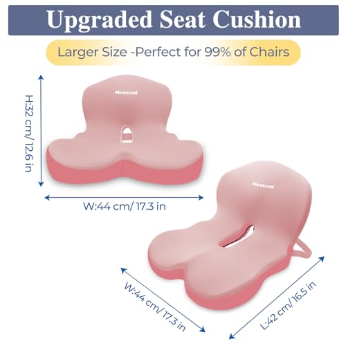 Car Seat Cushion with Lumbar Support Pillow, Seat Cushion for Driving - color: Pink