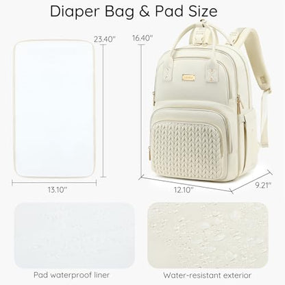 AIJIEKE Diaper Bag Backpack, Large Multi-functional Diaper Backpack, Beige - color: Beige