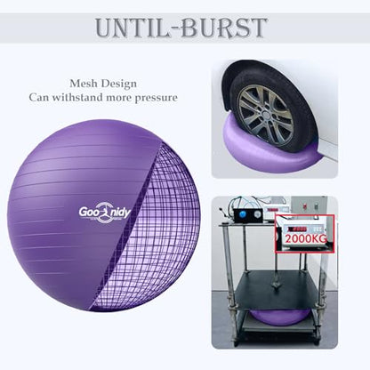 Soft Exercise Ball, Yoga Pregnancy Ball Chair, Pilates Equipment with Pump - color: Purple, size: M(19-22inch/48-55cm)