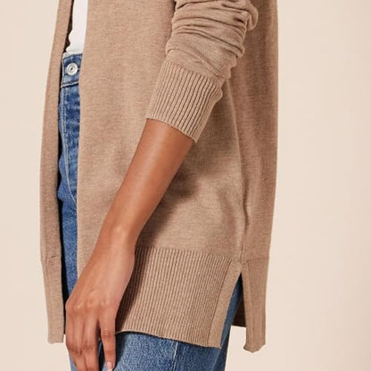 Amazon Essentials Women's Lightweight Long-Sleeve Open-Front Long Cardigan Sweater, Regular Fit - color: Camel Heather, size: 4X