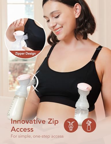 HOFISH ZipPum Hands-Free Pumping & Nursing Bra, Dual-Zip Design - size: X-Large