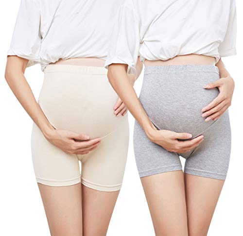 Women's Maternity Shapewear Belly Support Short Leggings, White&Black S-5XL