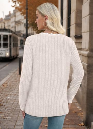 WIHOLL Womens Long Sleeve Shirts Lightweight Tunic Fall Top Sweaters 2026 - color: 01-apricot, size: Medium