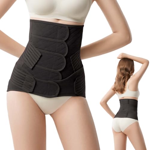 Postpartum Belly Band Wrap – C-Section Recovery Must Haves, Adjustable Tummy Control Binder with Pelvic Belt, Comfortable Support for Natural & Cesarean Sections, Shapewear, Elegant Quilted Design (Black, X-Large(132-154LB)) - color: Black, size: X-Large(