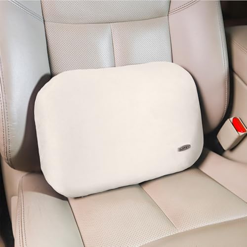 Beige Lumbar Support Pillow for Car Recliner Soft Lower Back Waist Cushion - color: Beige