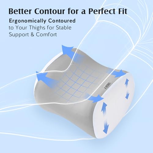 YFONG Knee Pillow for Side Sleepers, Breathable Memory Foam Leg Pillow Grey - color: Light Gray