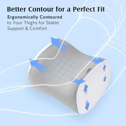 YFONG Knee Pillow for Side Sleepers, Breathable Memory Foam Leg Pillow Grey - color: Light Gray