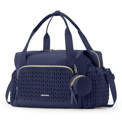 mommore Diaper Bag Tote Large Travel Baby Bag with Pacifier Case - color: Navy Blue
