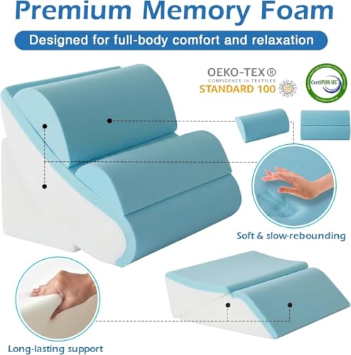 Ahpmeoa 6PCS Wedge Pillow Set for After Surgery, Sit Up Pillow, White - color: White