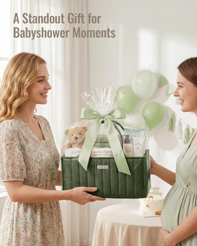Blissful Diary Baby Diaper Caddy Organizer, Nursery Storage, Deep Green - color: Deep Green