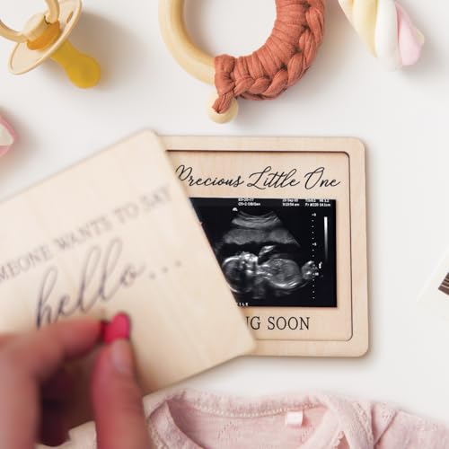 Hangwoous Pregnancy Announcement Ultrasound Frame Surprise Box - color: Wood