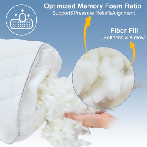 KISSKI Cooling Body Pillow for Adults, Memory Foam Long Pillow for Bed - color: Cloud White