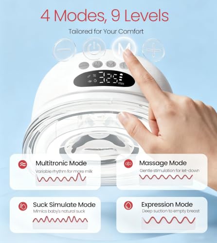 NCVI Wearable Breast Pump Hands Free for Mom Office, Home or Travel (White)