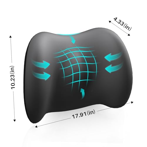 Cooling Lumbar Support Pillow for Office Chair,Memory Foam Car Back Cushion - color: Gray Cooling