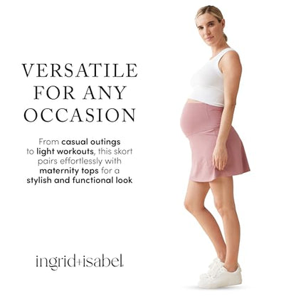 Ingrid & Isabel Basics Active Maternity Skort - color: Dusty Rose, size: Small