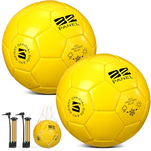 Shappy 2 Pcs Soccer Balls Bulk with Pump Mesh Bag - color: Yellow, size: Size 4