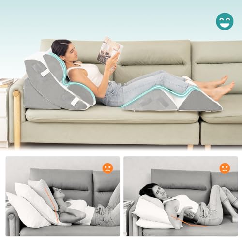 Hansleep Bed Wedge Pillow Set for After Surgery 6P, Reading Pillows, 23" - color: White, size: 6pcs-23.6x27''