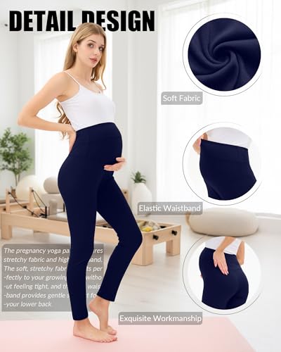 3 Pack Women's Maternity Lounge Pants - color: Black, Light Gray, Navy Blue, size: Medium