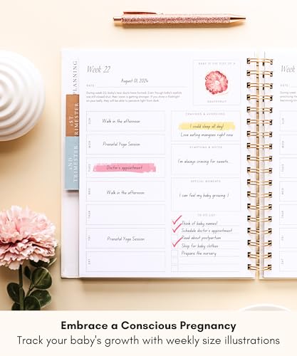 Lamare Pregnancy Journal for First Time Moms 2026 – Pregnancy Scarpbook - color: Sage