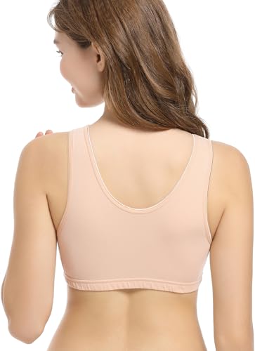 CAKYE 3 Pack Cotton Maternity Nursing Bras Breastfeeding Sleep Bralette - color: A-black+charcoal+nude/3pcs, size: Medium