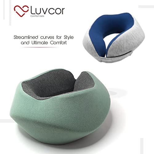 Premium Quality Memory Foam Travel Neck Pillow Bundle - Best Ergonomic Pillow for Airplane Travel, car Ride, Sleeping. Comes with Eye mask, earplugs and Storage Bag. (Imperial Green)