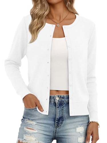 Trendy Queen Women's Lightweight Knit Cardigan - color: White, size: Large