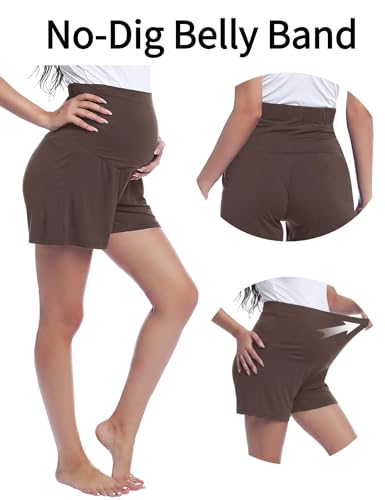Joyaria Bamboo Viscose Cooling Maternity Pajama Shorts,Maternity Clothes - color: Chocolate, size: Medium