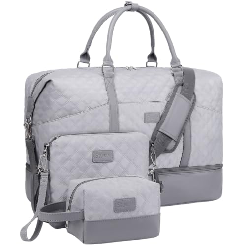 Weekender Bags for Women, Large Travel Duffel Bag, Carry on Overnight Bag - color: A-Grey