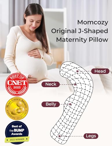 Momcozy J Shaped Cooling Pregnancy Pillow, Maternity Pillow for Sleeping - color: Cooling Fabric - Deep Grey