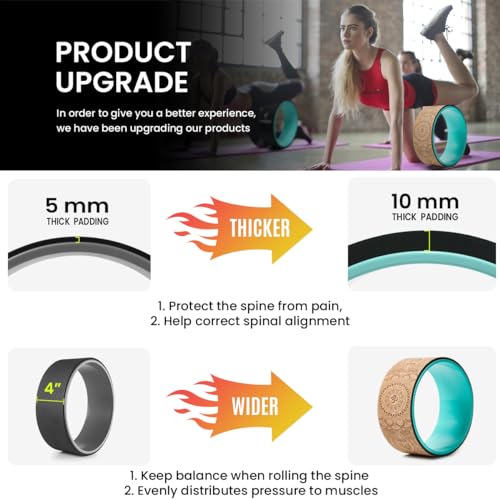 Cork Roller, Yoga Wheel, Upgraded Back Wheels for Pain Relief & Stretching - style: CORK