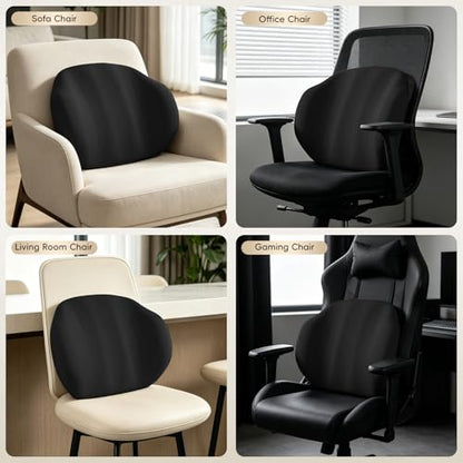 BEBAS Ergonomic Memory Foam Lumbar Support Pillow for Car & Office, Black - color: Black