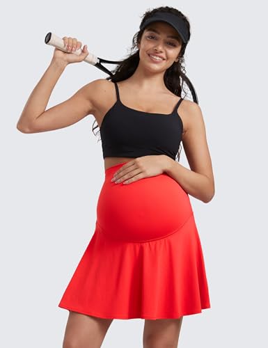 CRZ YOGA Maternity Flowy Tennis Skirts - color: Deep Red, size: X-Small