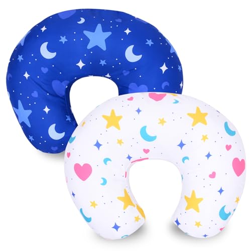 Cloele Nursing Pillow Cover for Women,White and Blue Star, 2 Pack - color: White&blue