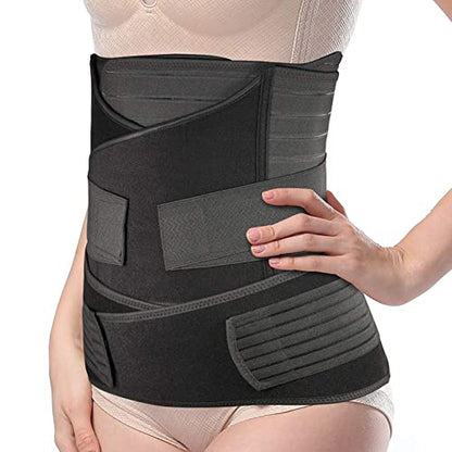 Postpartum Belly Band, 3-Piece Postpartum Girdle C Section Belly Band Support Recovery Belt Abdominal Binder - color: Black, size: Plus Size (US 14-18)