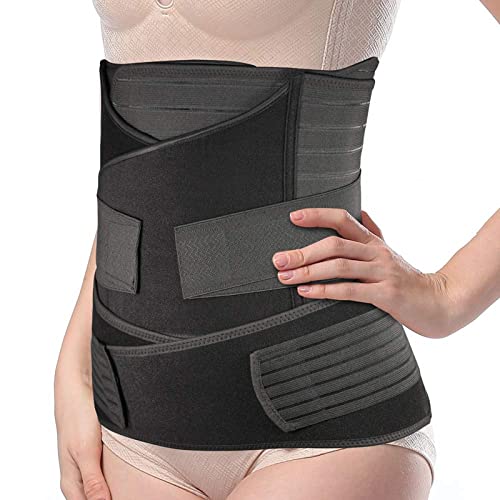 Postpartum Belly Band, 3-Piece Postpartum Girdle C Section Belly Band Support Recovery Belt Abdominal Binder - color: Black, size: F