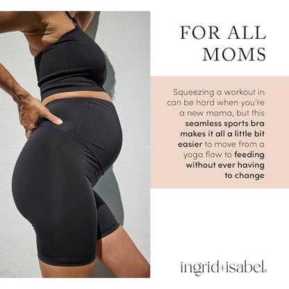 Ingrid & Isabel - Seamless Maternity and Nursing Sports Bra - color: Black, size: Small