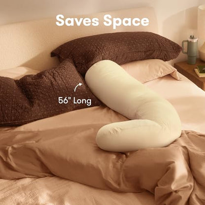 Frida Mom Compact Support 4-in-1 Cooling Pregnancy Pillow, Full Body, Ivory - color: Ivory