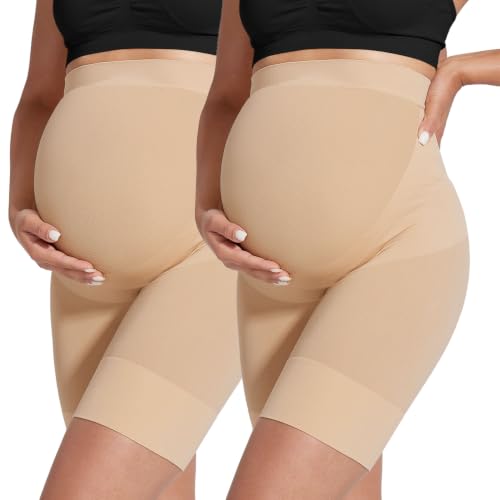 KIM S "Baby Shower Essential” Maternity Shapewear, Belly Support Underwear - color: C. 2 Pack(nude+nude), size: Medium