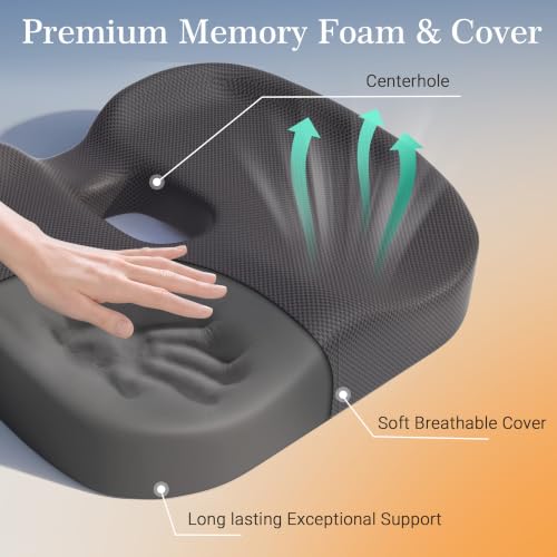 Donut Pillow Seat Cushion, Memory Foam Lifting Office Chair Cushion, Gray - color: Gray