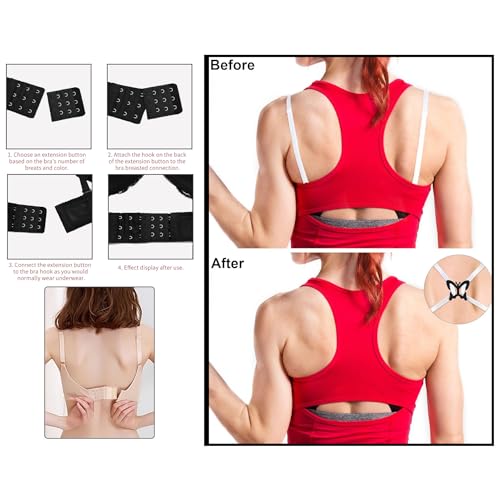 Women's Bra Extenders 5 Hooks 3 Rows Elastic Bra Strap Extension and Bra Clips