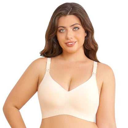 Nursing Bra for Breastfeeding,Maternity Bra Natural Shape,Nursing Sleep Bralette - color: Beige, size: XX-Large