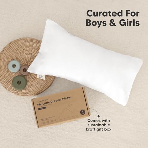 Toddler Pillow with Pillowcase, 10x18 My Little Dreamy Pillow (Soft White) - color: Soft White, size: Buddy 10x18